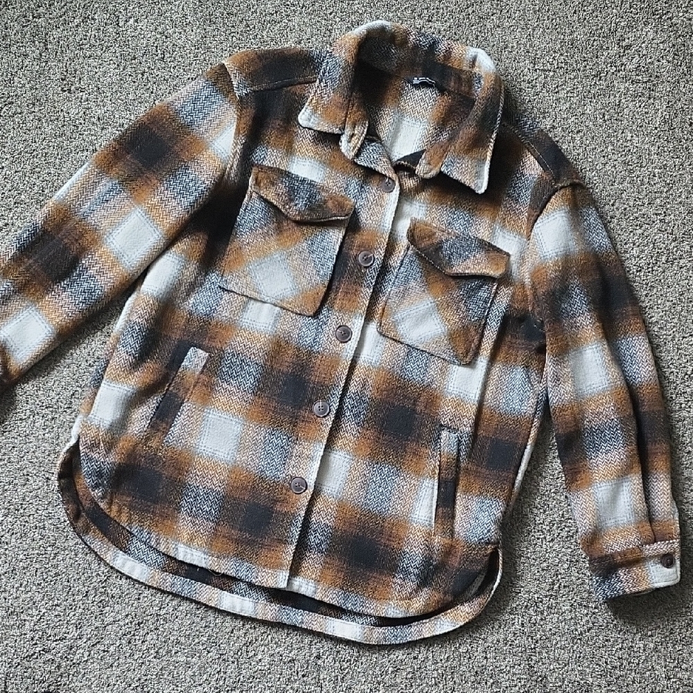 Plaid Button Up Shacket for Women Sz Medium